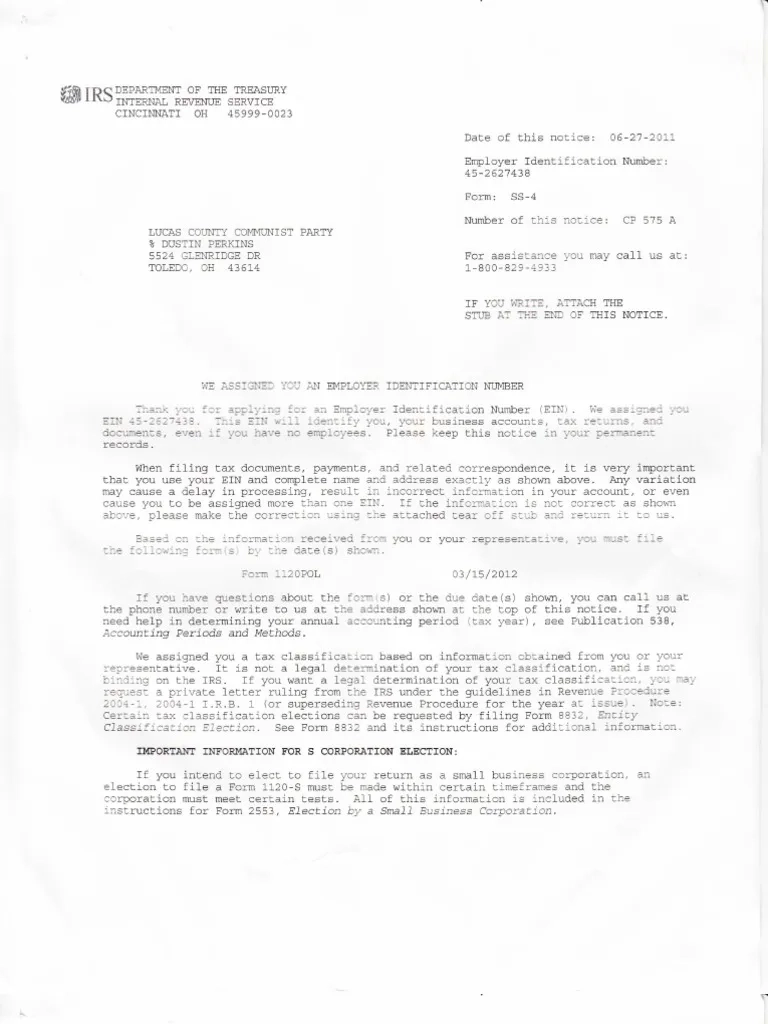 IRS Form SS 4 EIN Number PDF Irs Tax Forms Internal Revenue 
