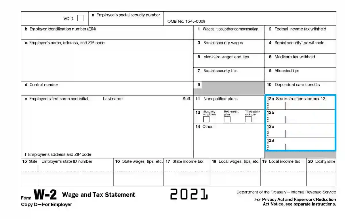 W2 Printable Form 2020 Free