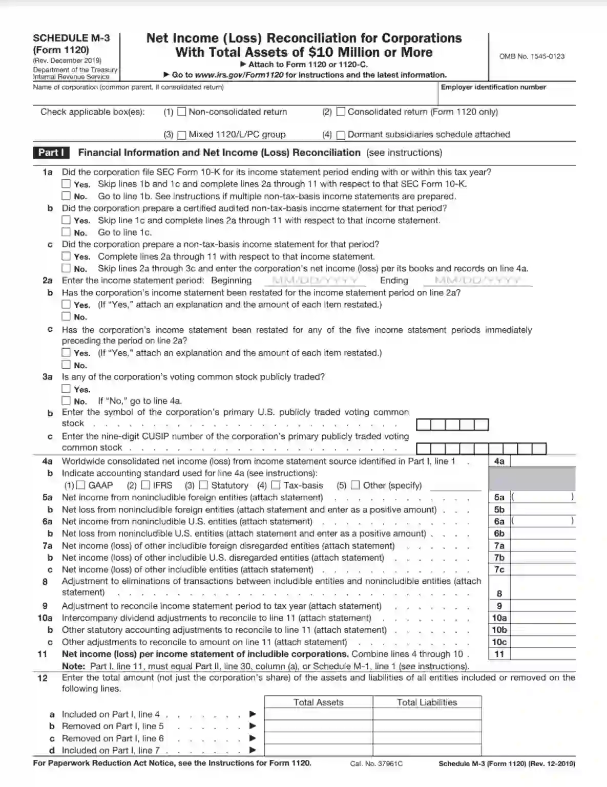 IRS Schedule M 3 Form 1120 Fill Out PDF Forms Online