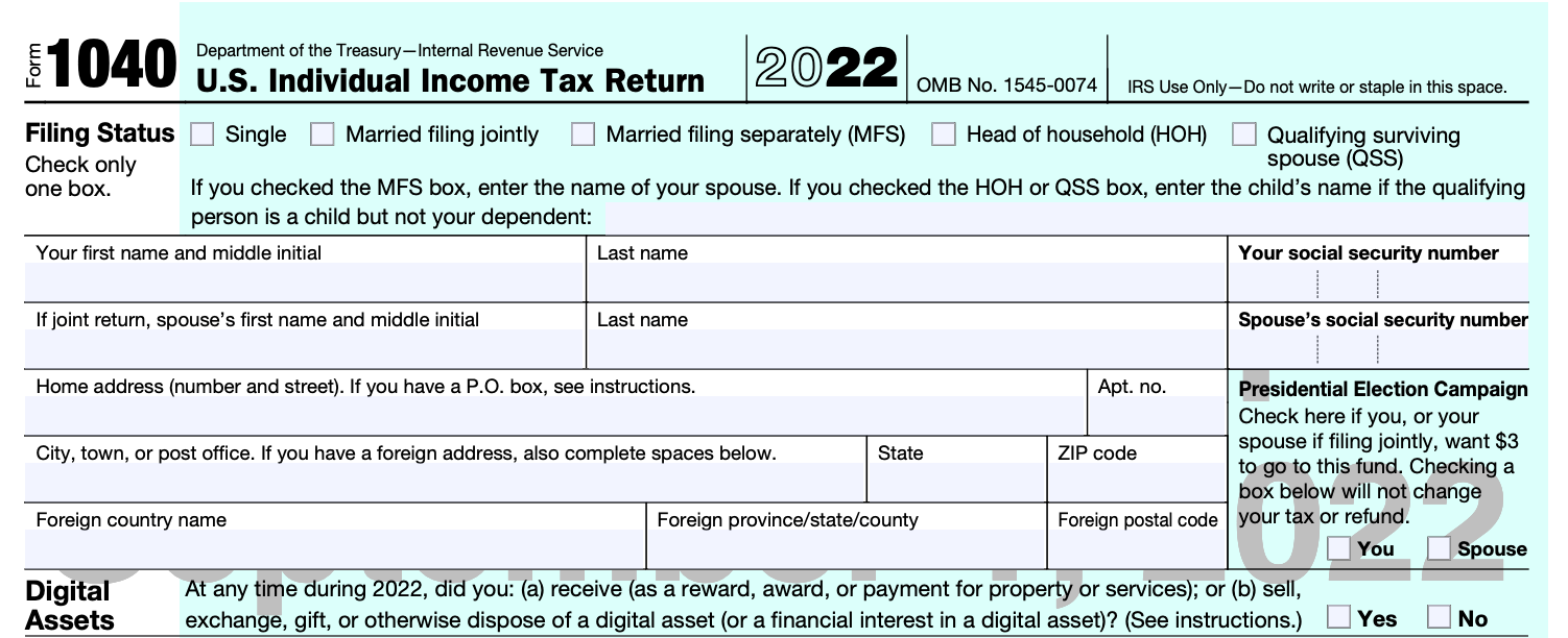 IRS Updates The Crypto Question On 2022 Draft Form 1040