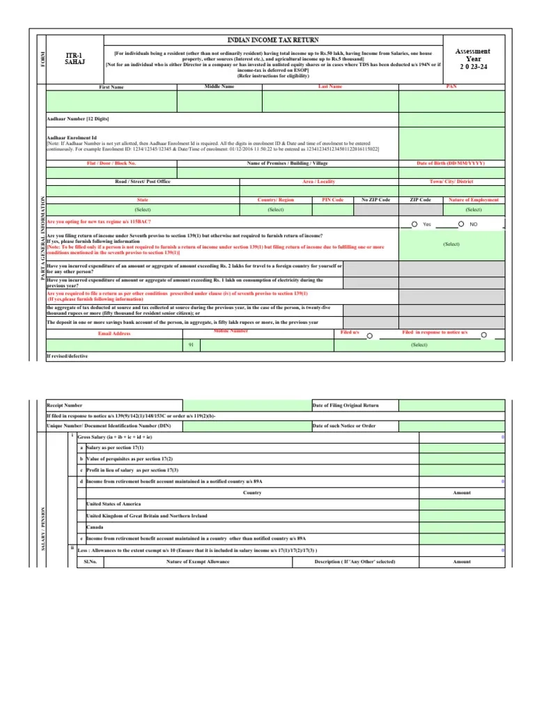ITR 1 AY 2023 24 V1 3 xlsm PDF Income Tax Pension