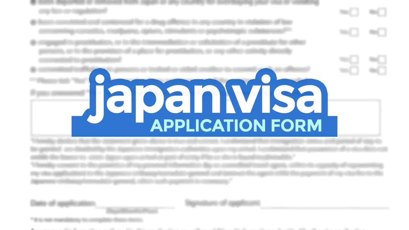 JAPAN VISA APPLICATION FORM Sample How To Fill It Out The 