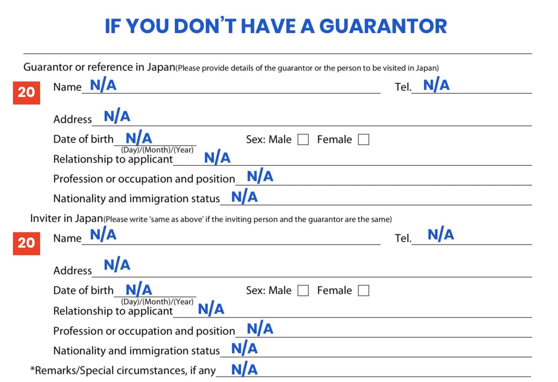 Japan Visa Application Form 2025 Sample