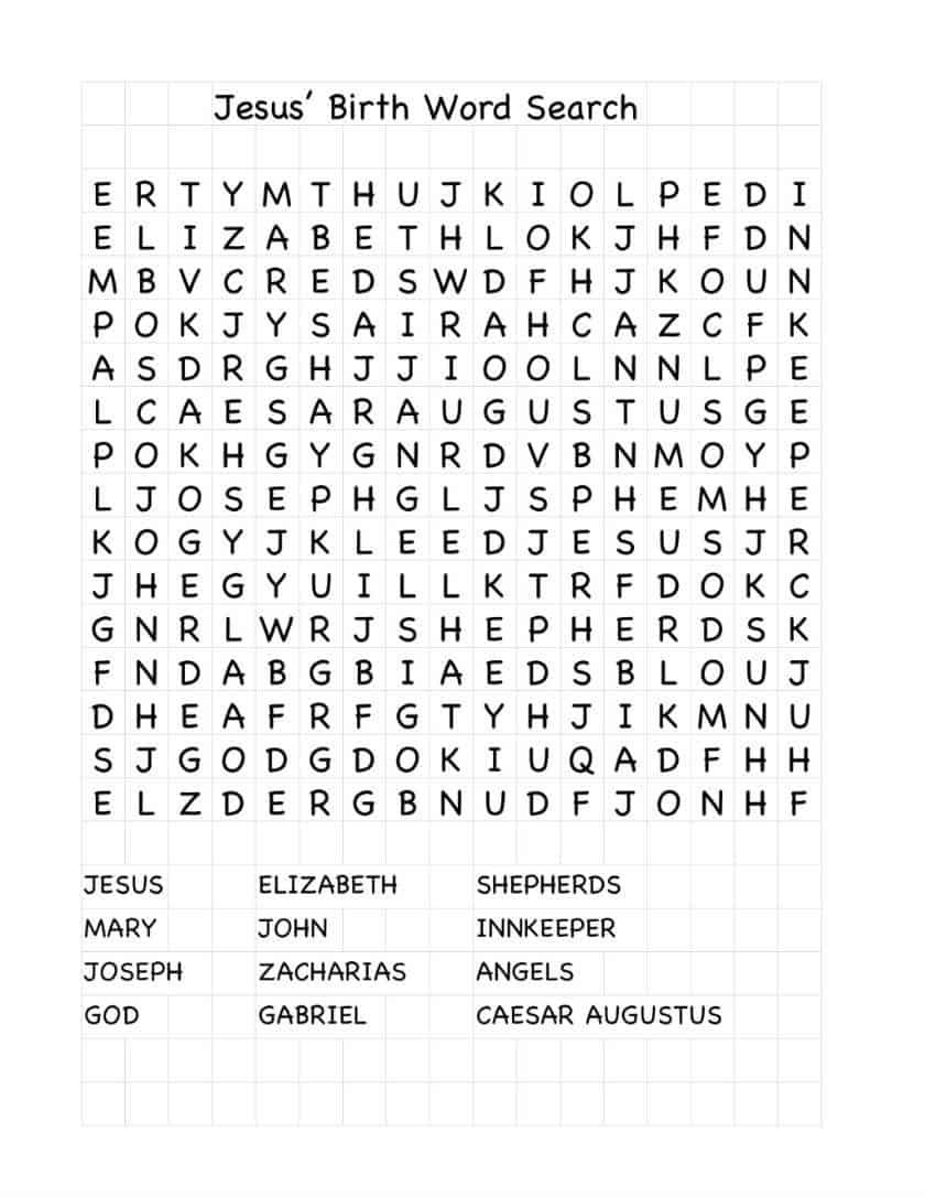 Jesus Word Search Printable Puzzles