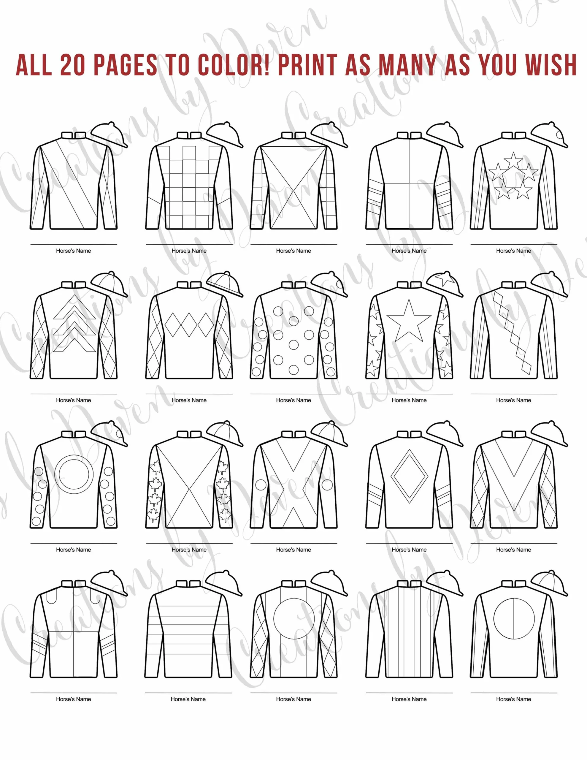Kentucky Derby Coloring Pages Party Printable Jockey Jersey Silks 