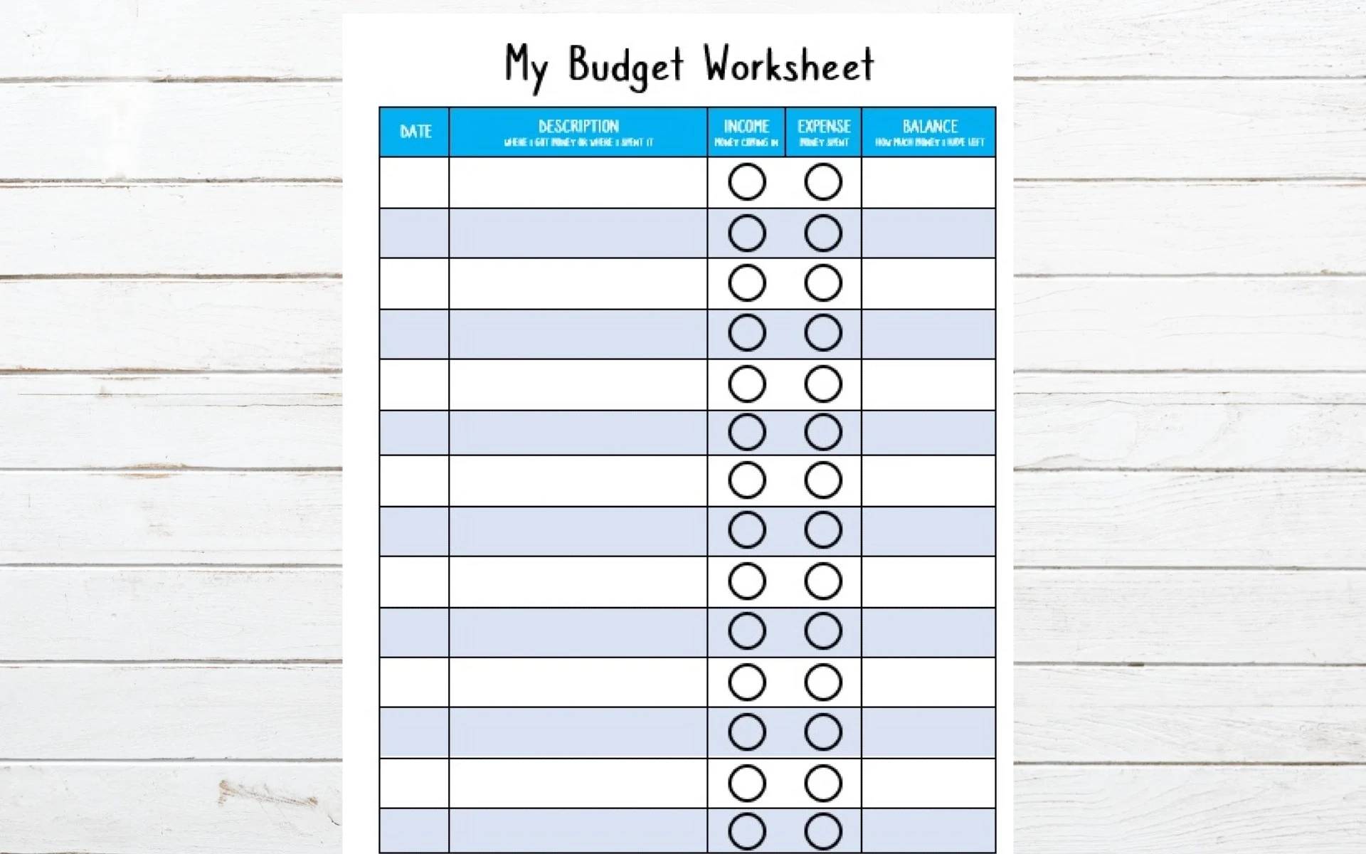 Budget Worksheets Printables For Kids