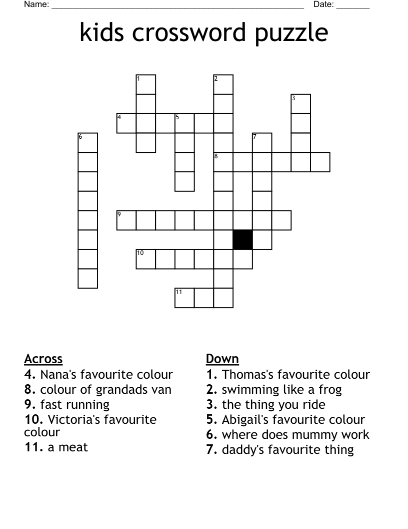 Kids Crossword Puzzles Printable