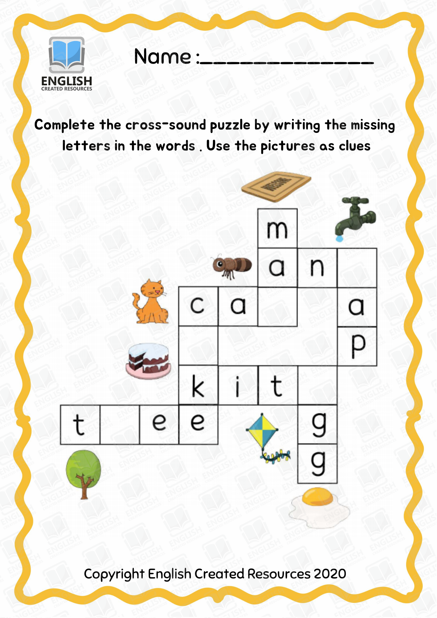 Kindergarten Crossword Puzzles Online Printables