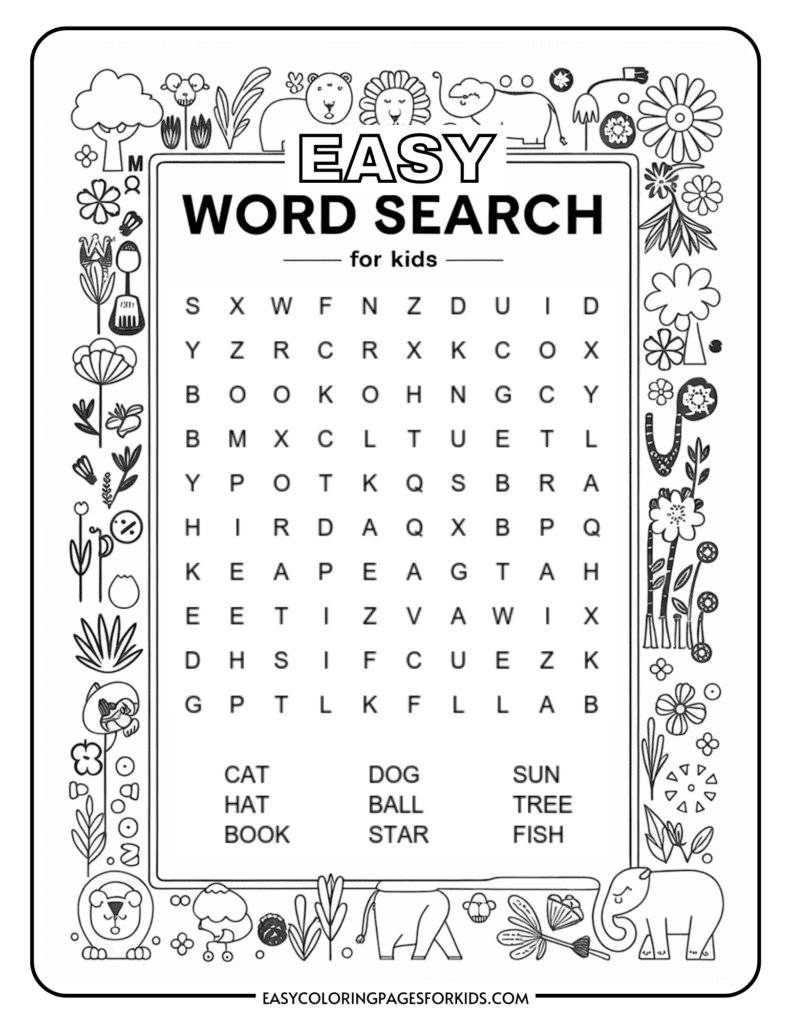 Free Children's Word Search Puzzles Printable
