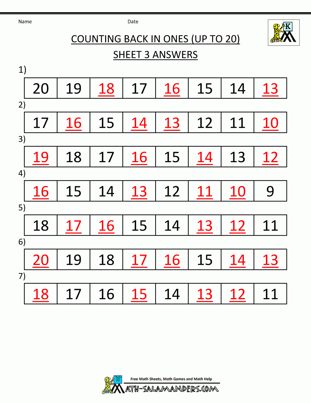 Math Worksheets Printables Answers