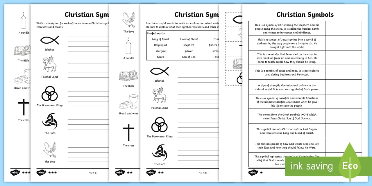 KS2 Christian Symbols Differentiated Worksheets