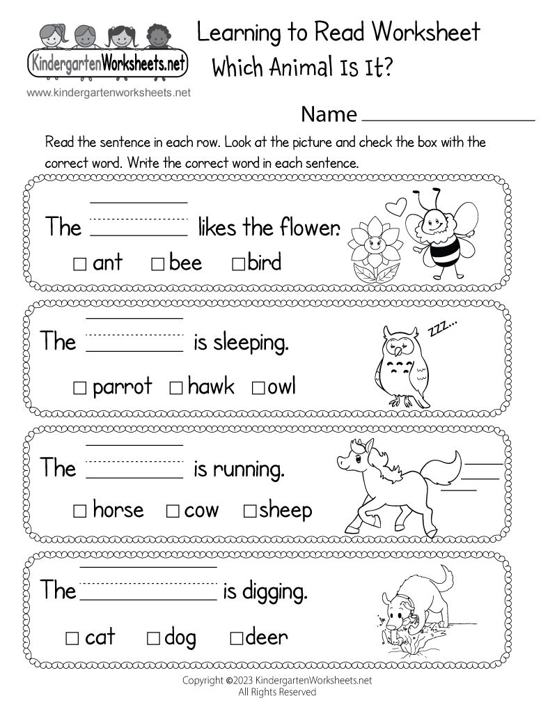 Kindergarten Free Printable Worksheets Pdf