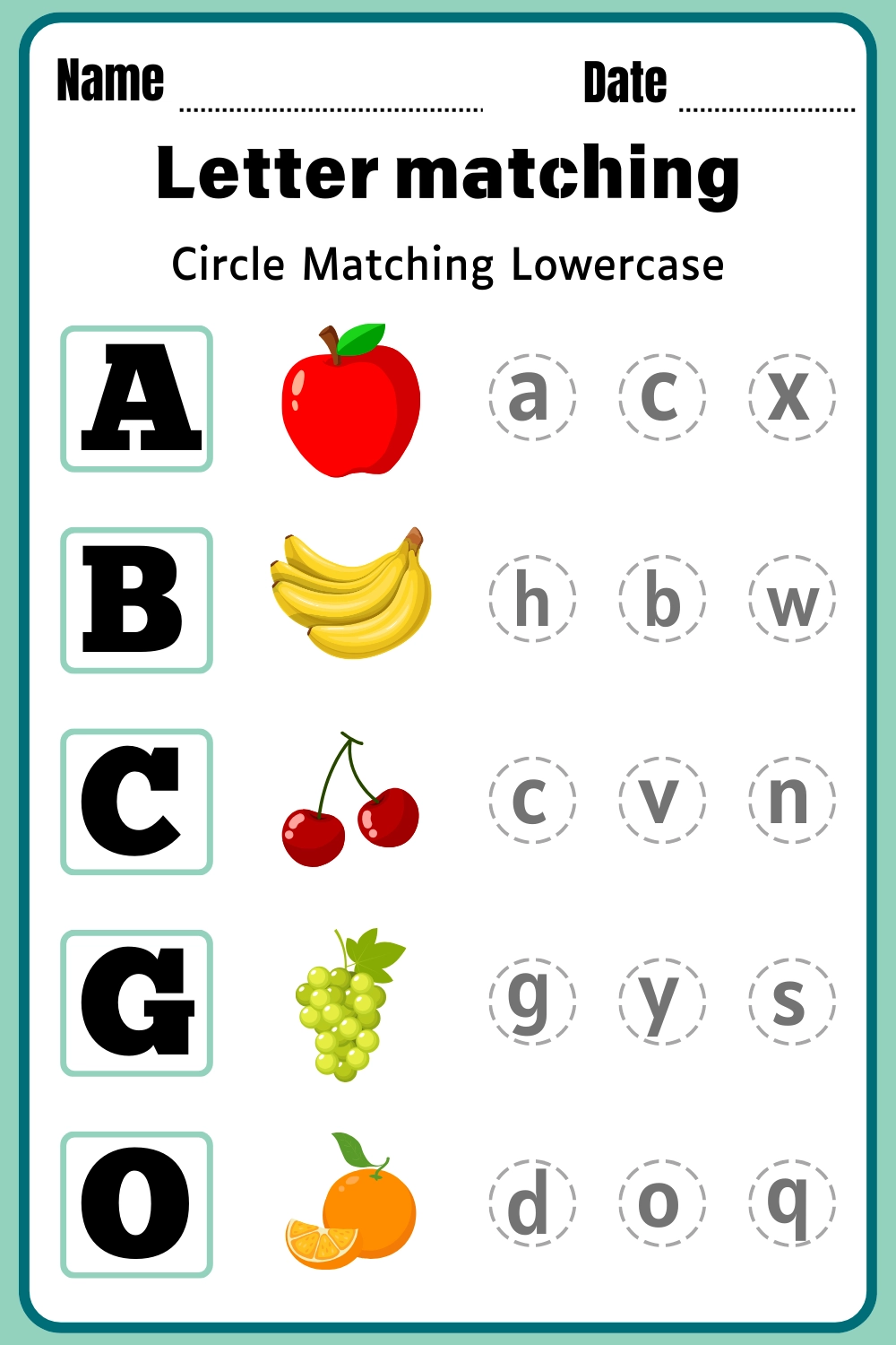 Match The Letters Printable