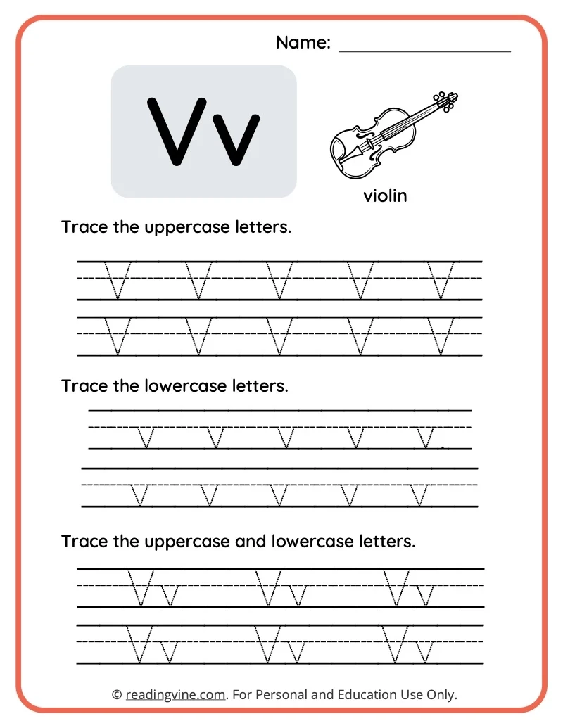 Free Printable Letter V Tracing Worksheets