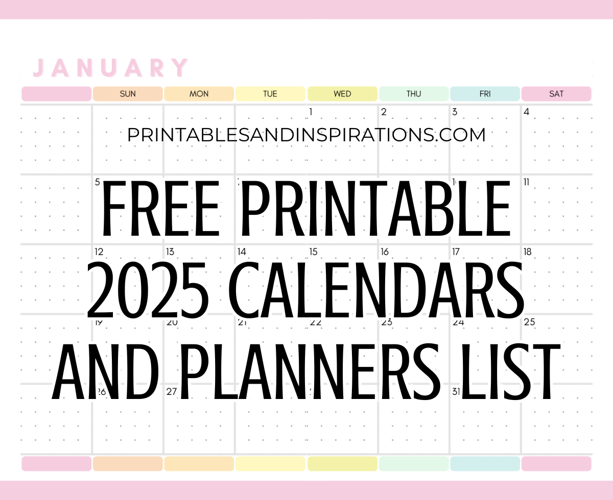 Free Printable Calendar Template 2025