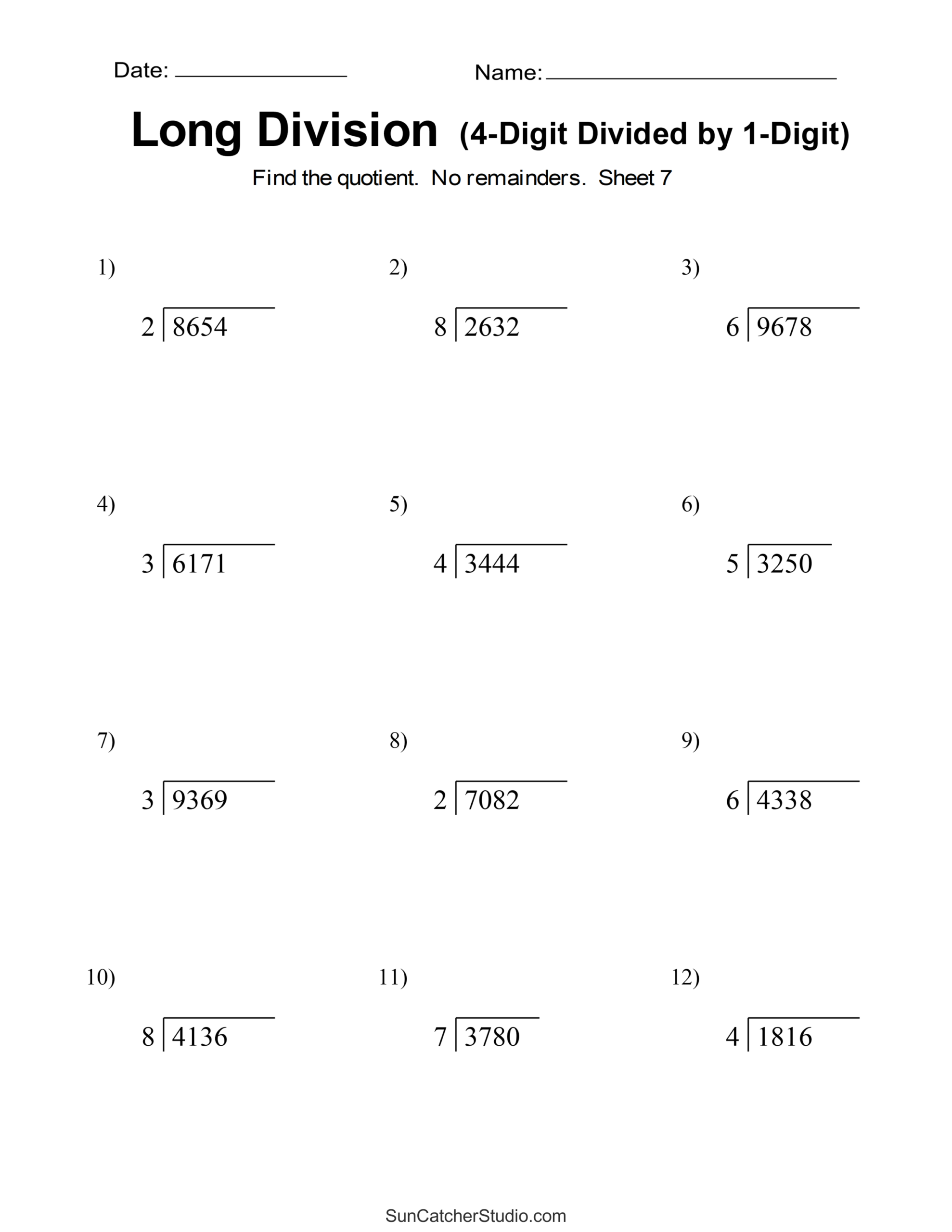 Long Division Worksheets amp Problems Printable Math Drills Free 