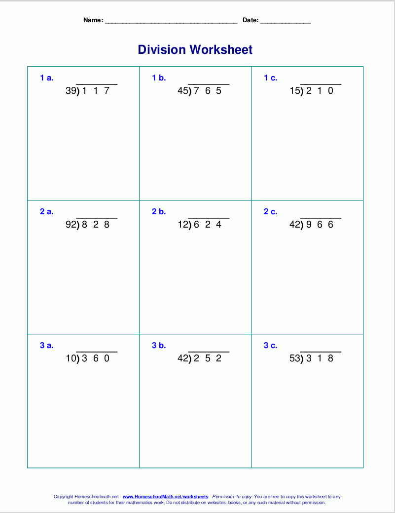 Printable Division Worksheets Grade 5