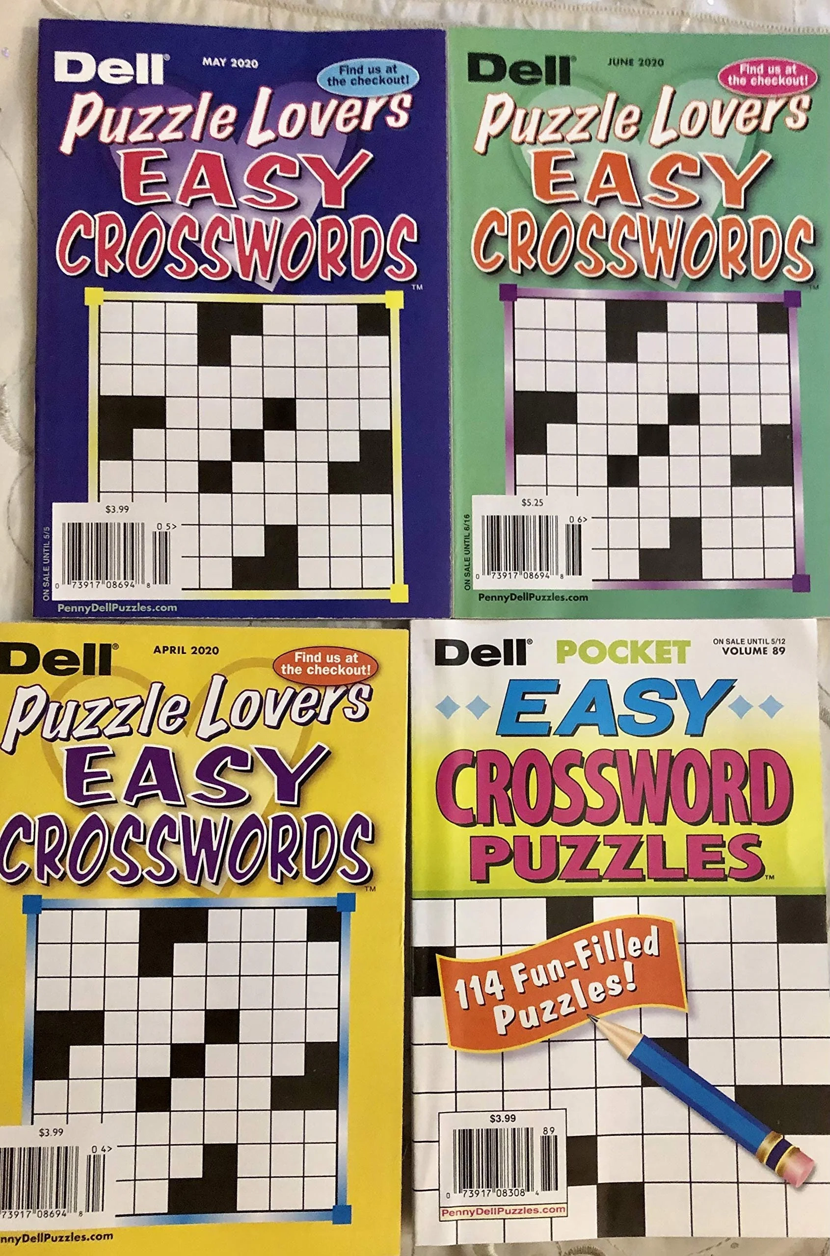 Lot Of 4 Dell Puzzle Lovers Pocket Easy Crosswords Puzzles Etsy 