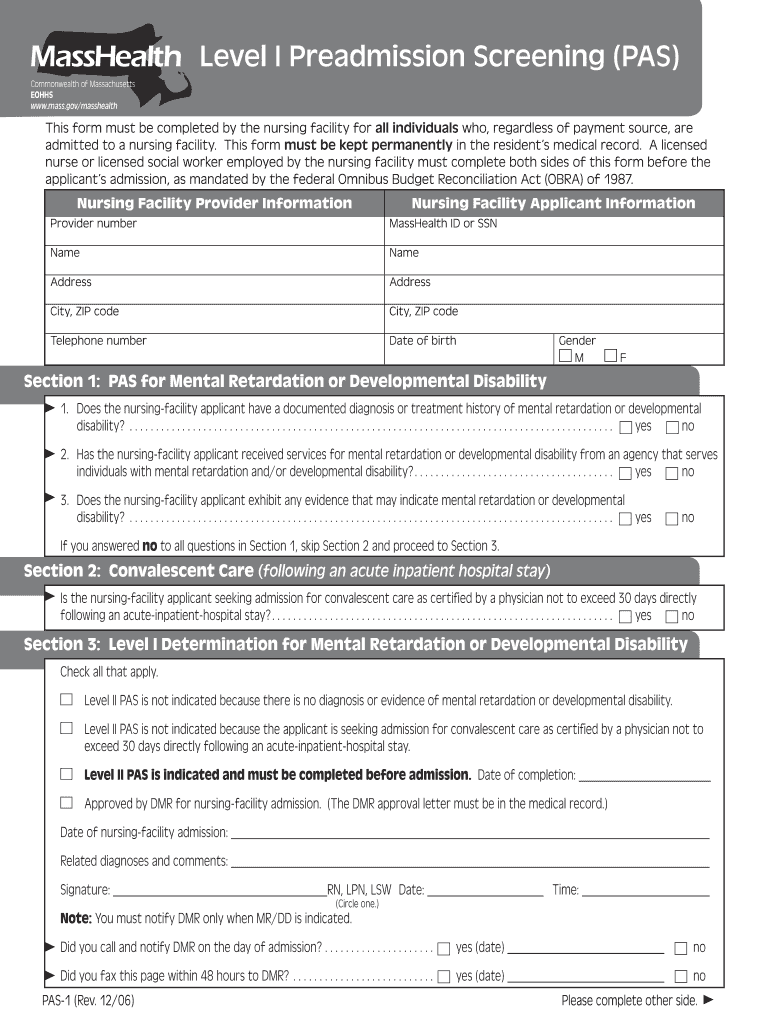 Pasrr Level 1 Form Pdf Nj
