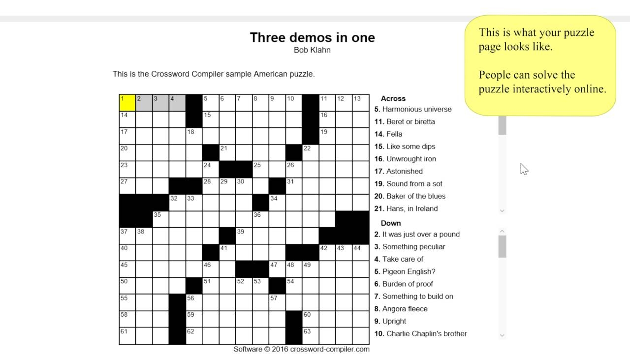 Online Crossword Puzzle Net Printable