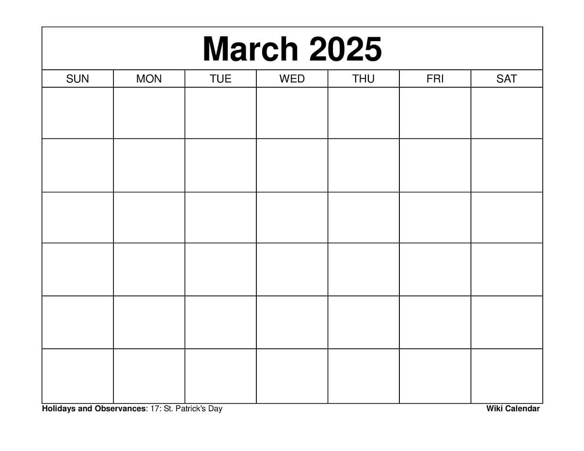 Blank Calendar Sheets 2025