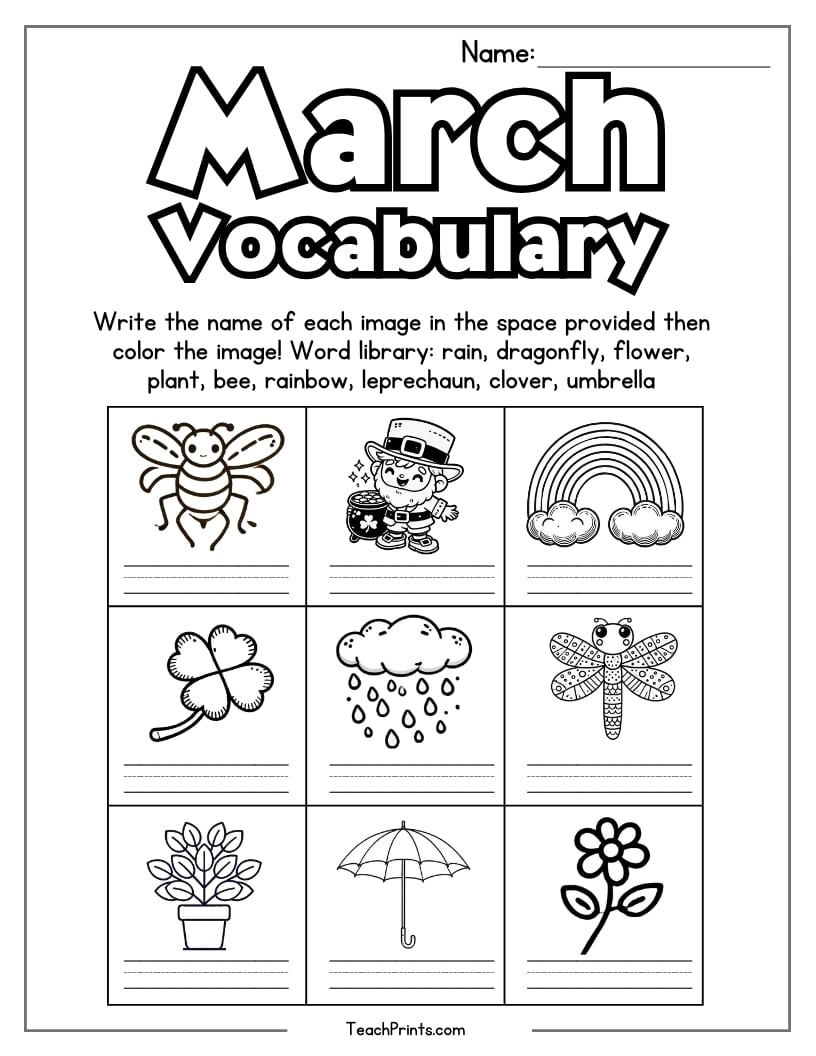 Free Printable March Preschool Worksheets