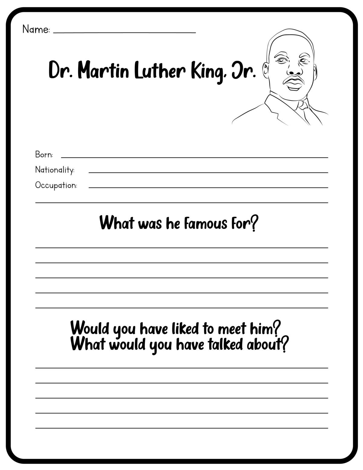 Martin Luther King Worksheets Free Printable