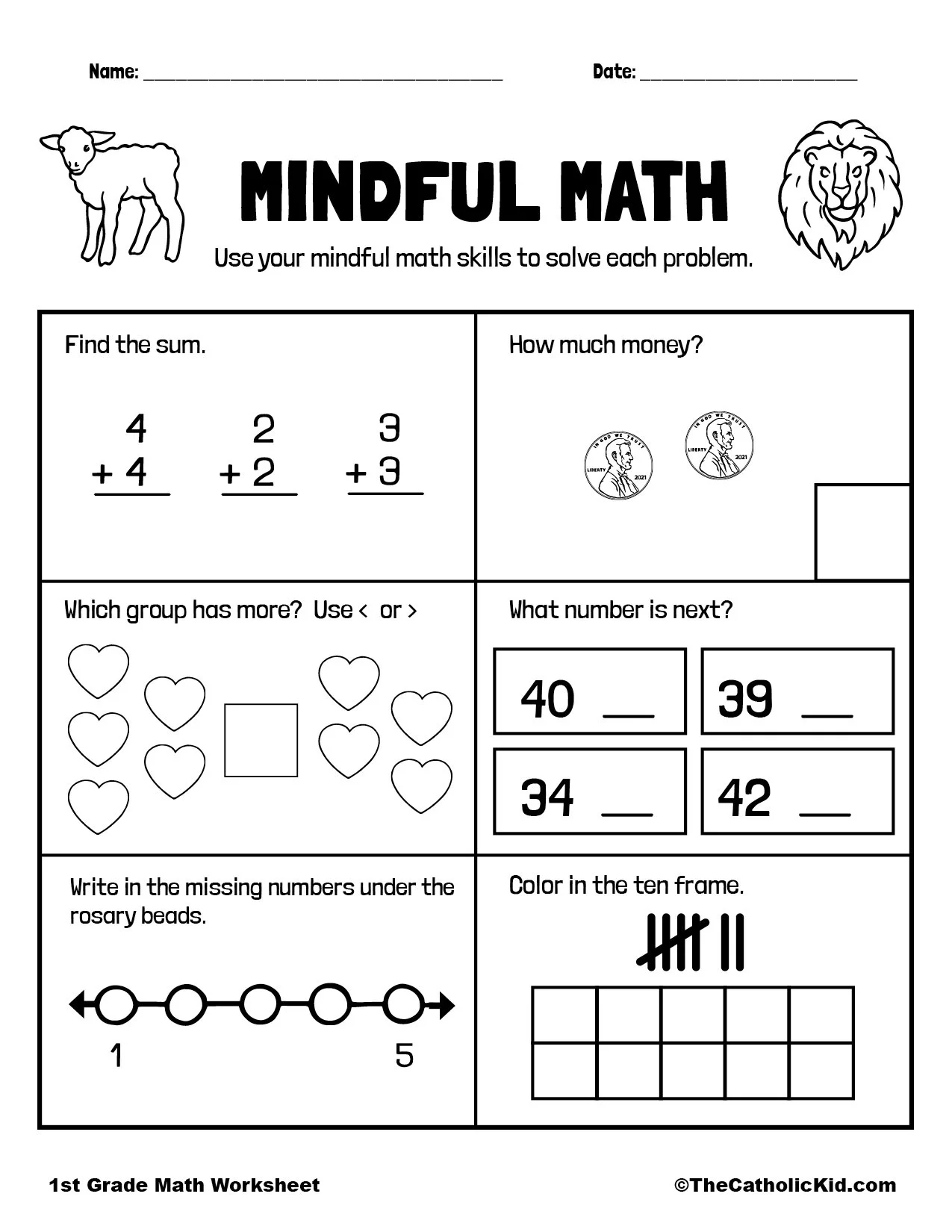 1st Grade Printable Math Worksheets