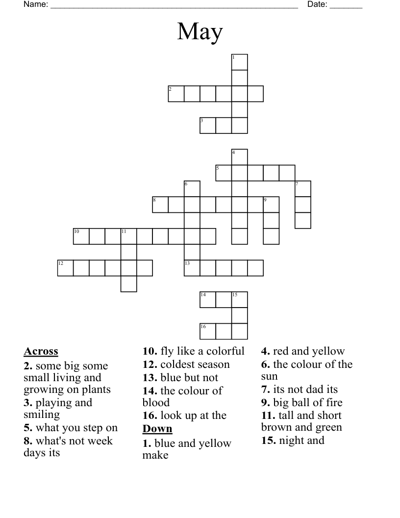 Printable Crossword Puzzles May 2014