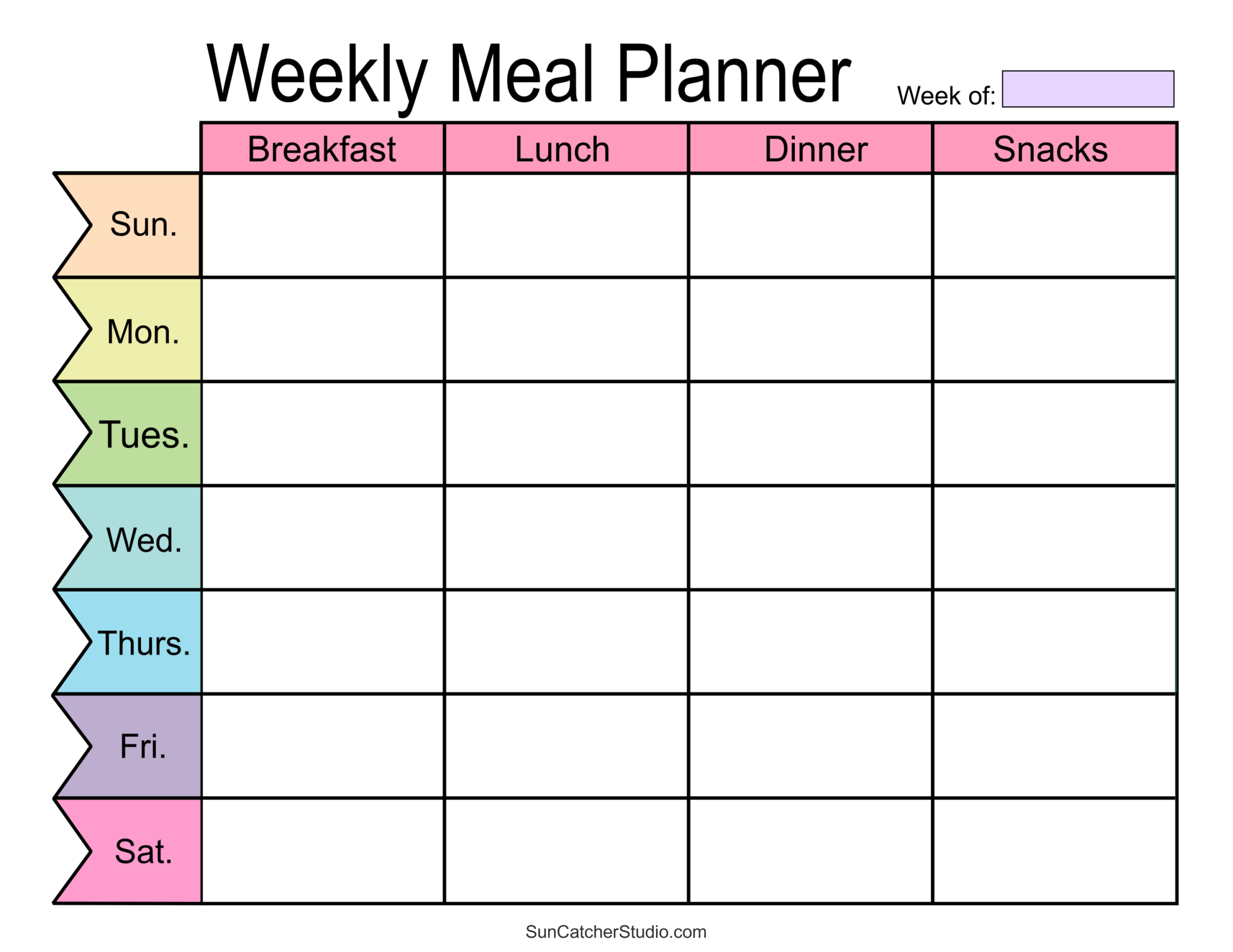 Weekly Meal Planner Template Printable