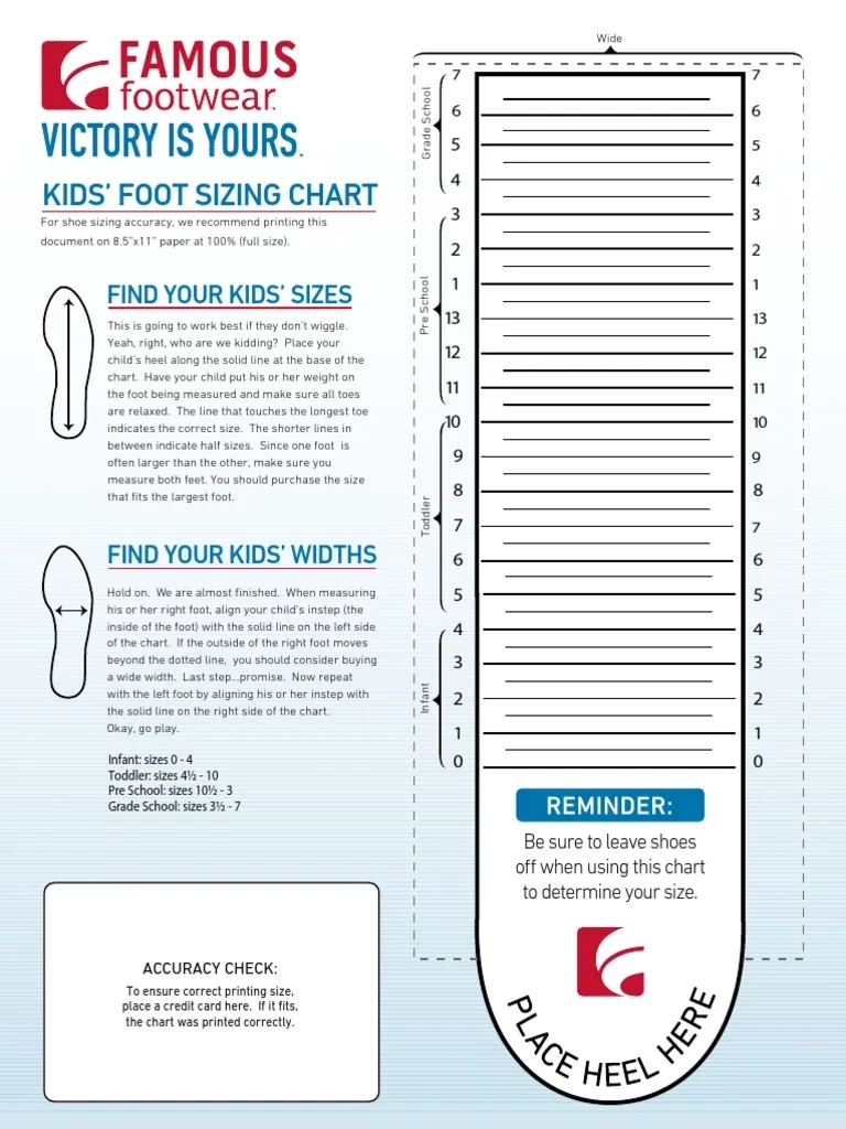 Measure Size Chart For Footwear Printable Shoe Size Calculator 