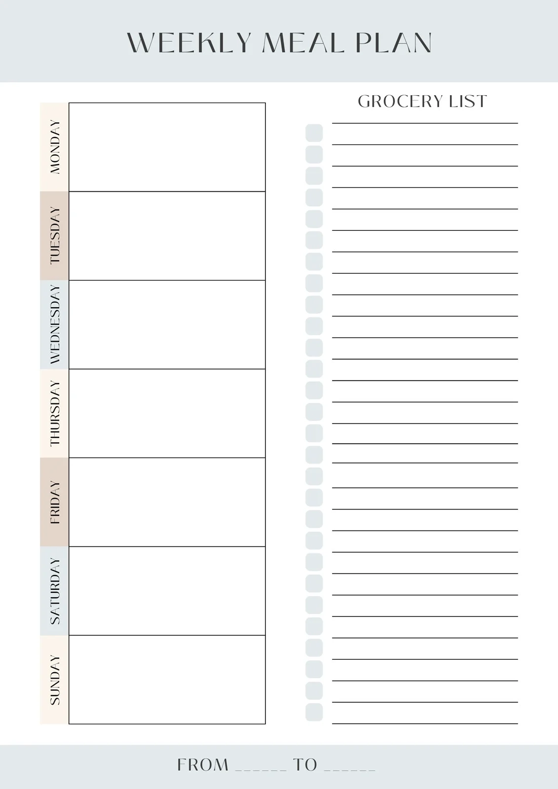 Menu Board For Kitchen Printable Weekly Menu Plan Meal Planner 