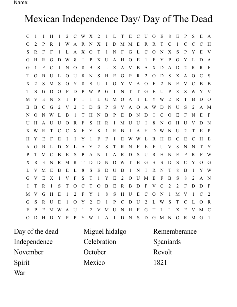 Mexican Word Search Printable