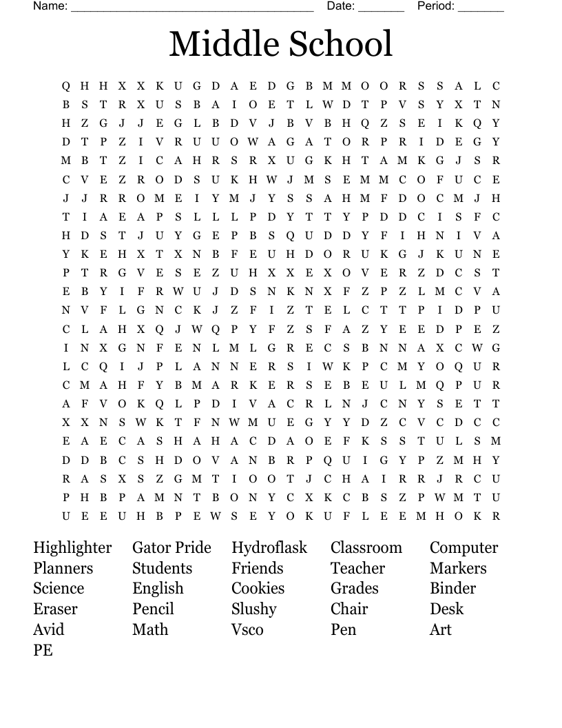 Printable Puzzles For Middle School