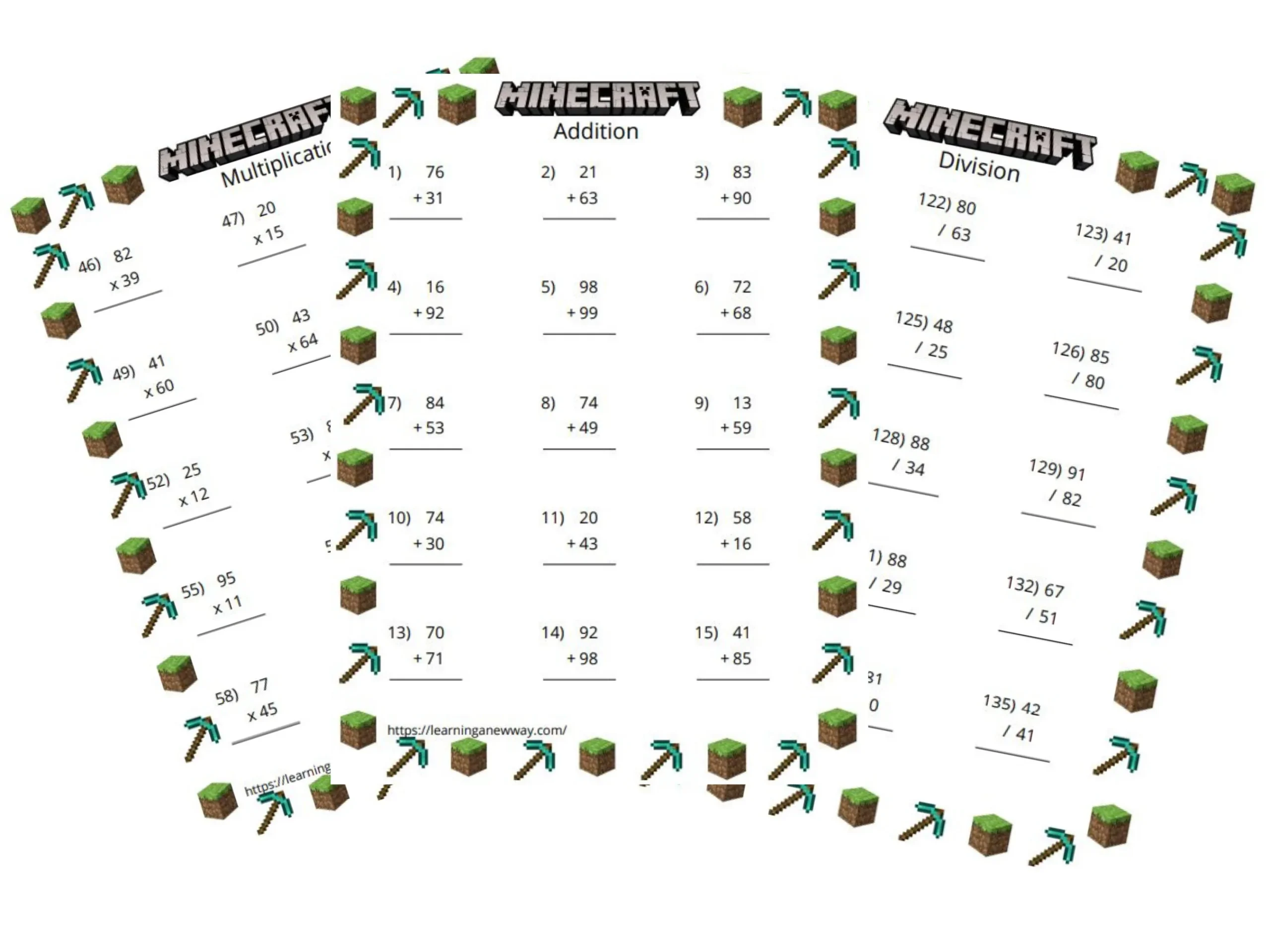 Minecraft Math Worksheets Bundle 400 Pages Of Math Worksheets 