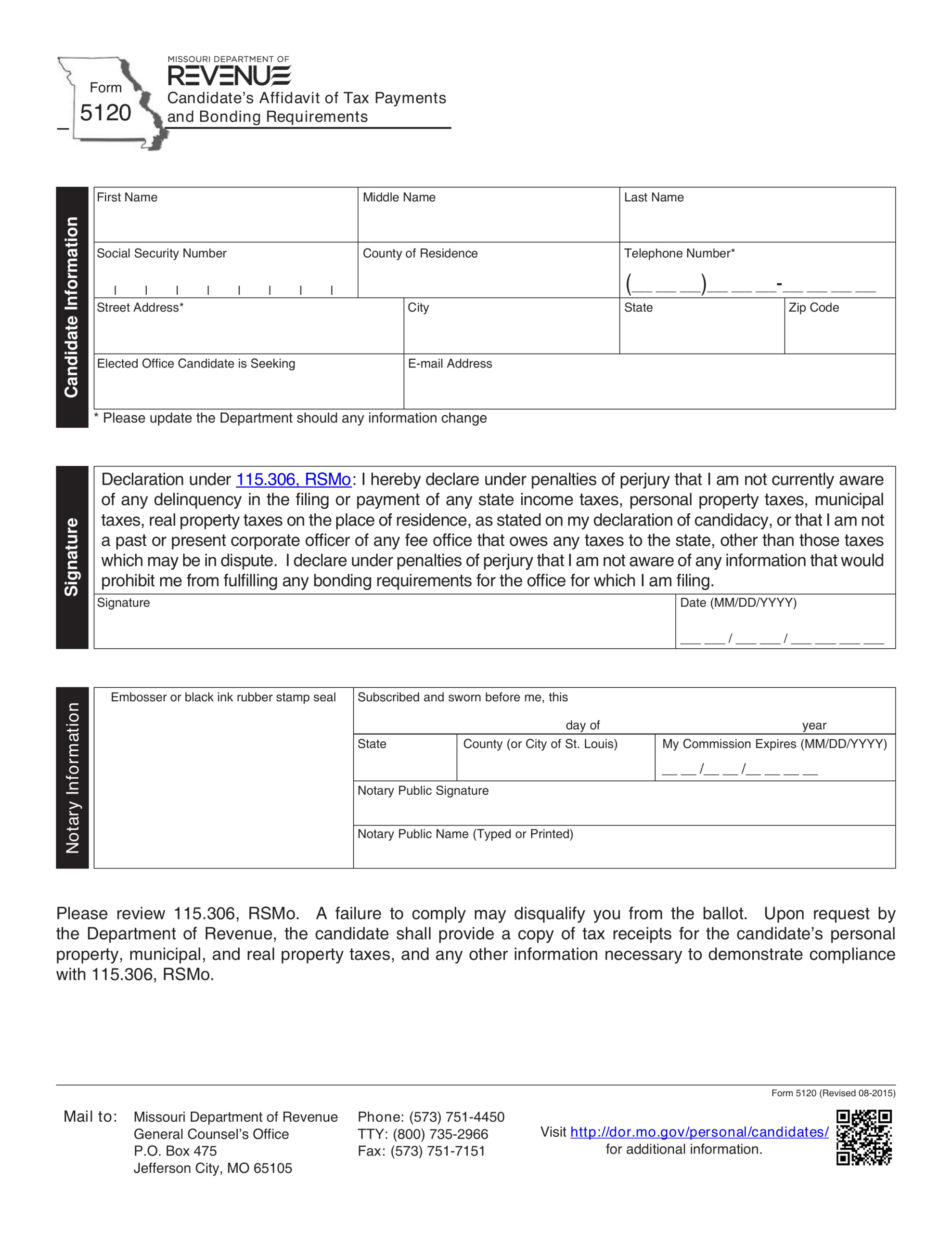 Missouri Form 53-1 Sales Tax Printable