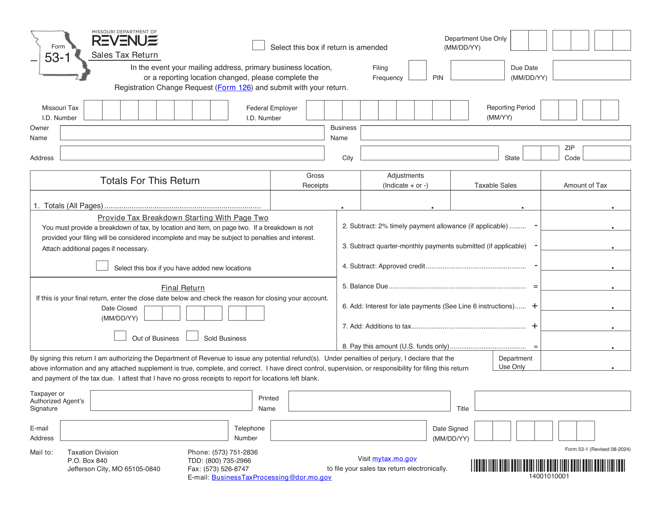 Missouri Department Of Revenue Form 53 1 2024 2025 Fill PDF Guru