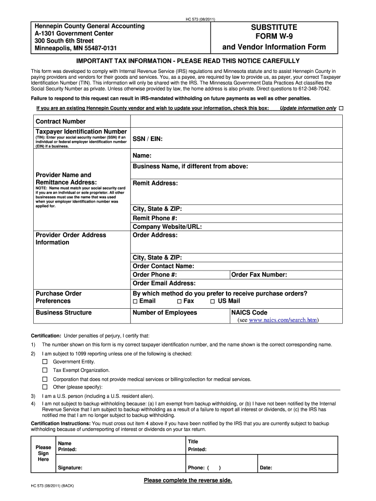 W-9 Form For Minnesota