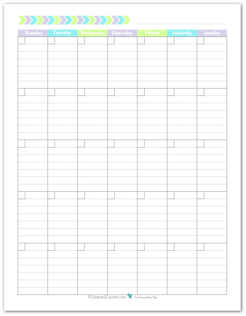 Blank Portrait Calendar Printable