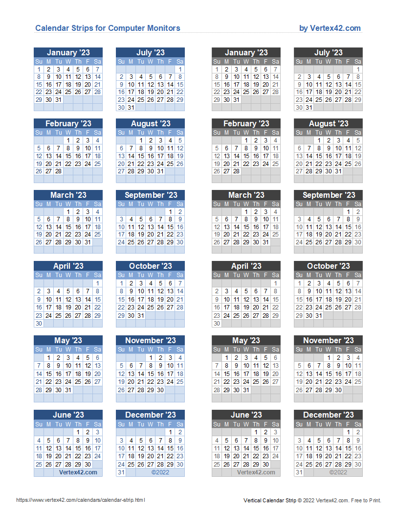 2026 Calendar Strip Printable