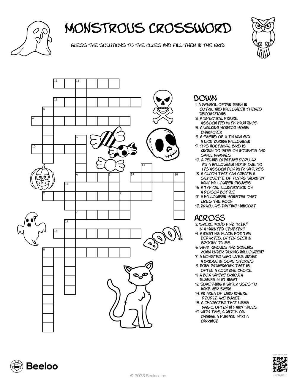Horror Crossword Puzzles Printable