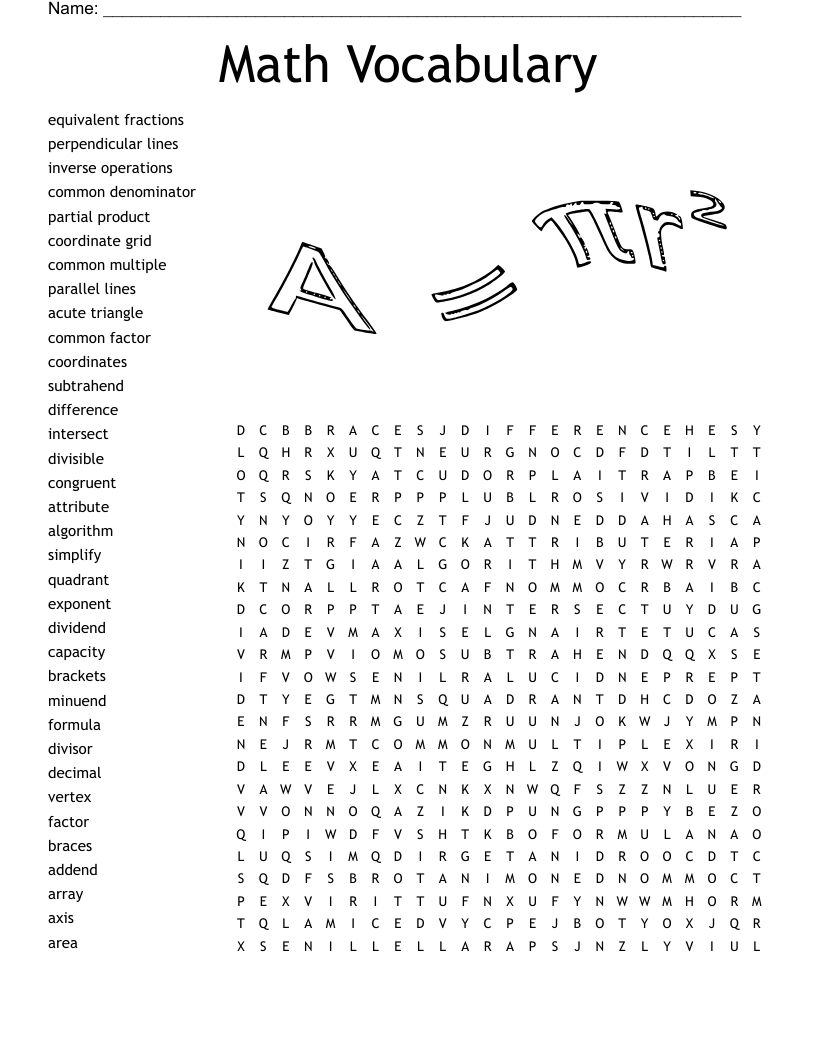 Multiplication Word Search Printable