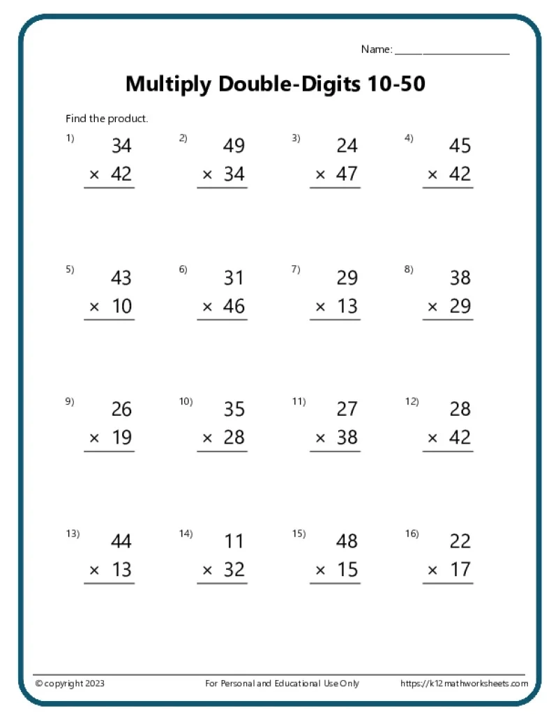 Multiplication Worksheets Free Printable