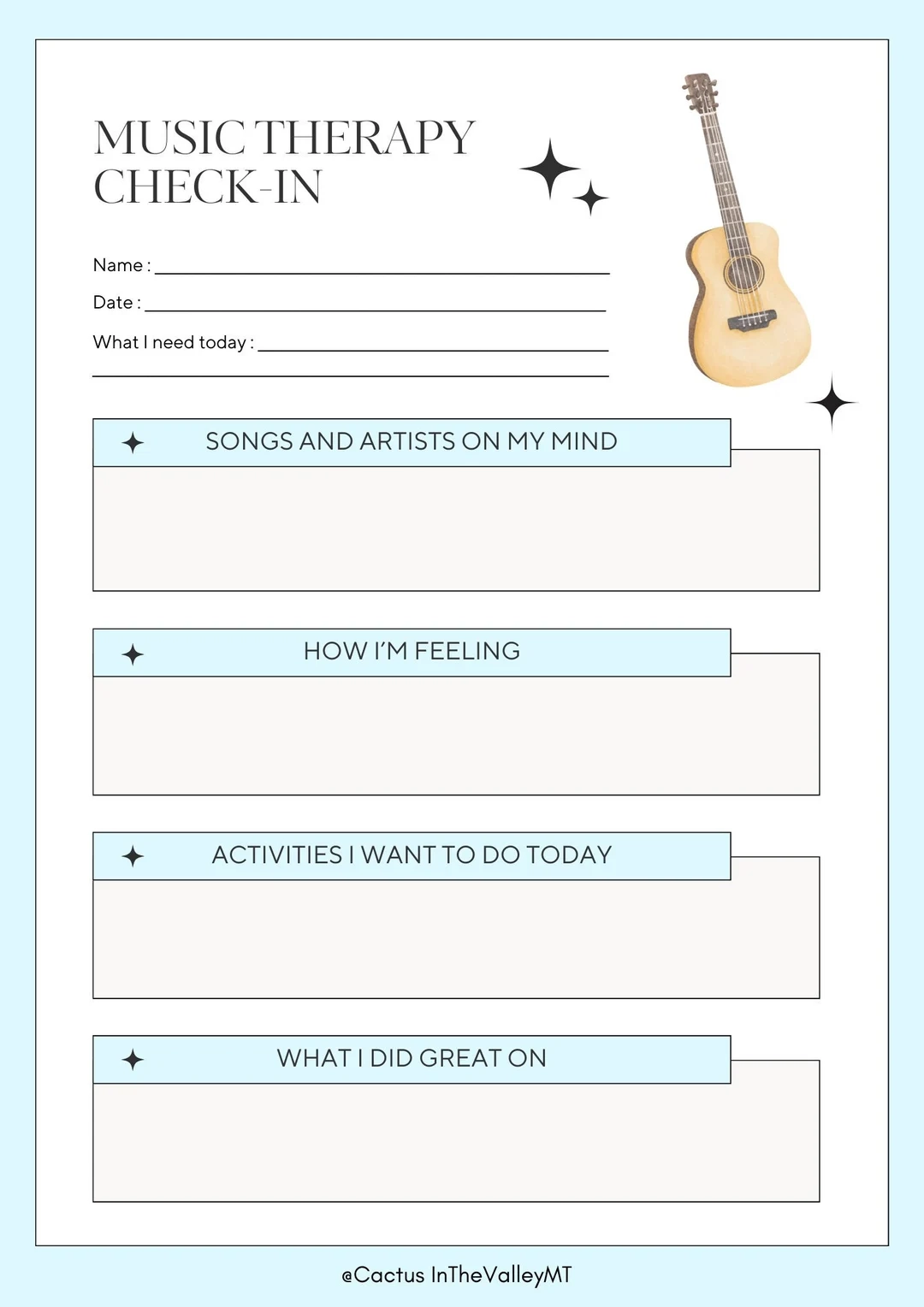 Free Printable Music Therapy Worksheets