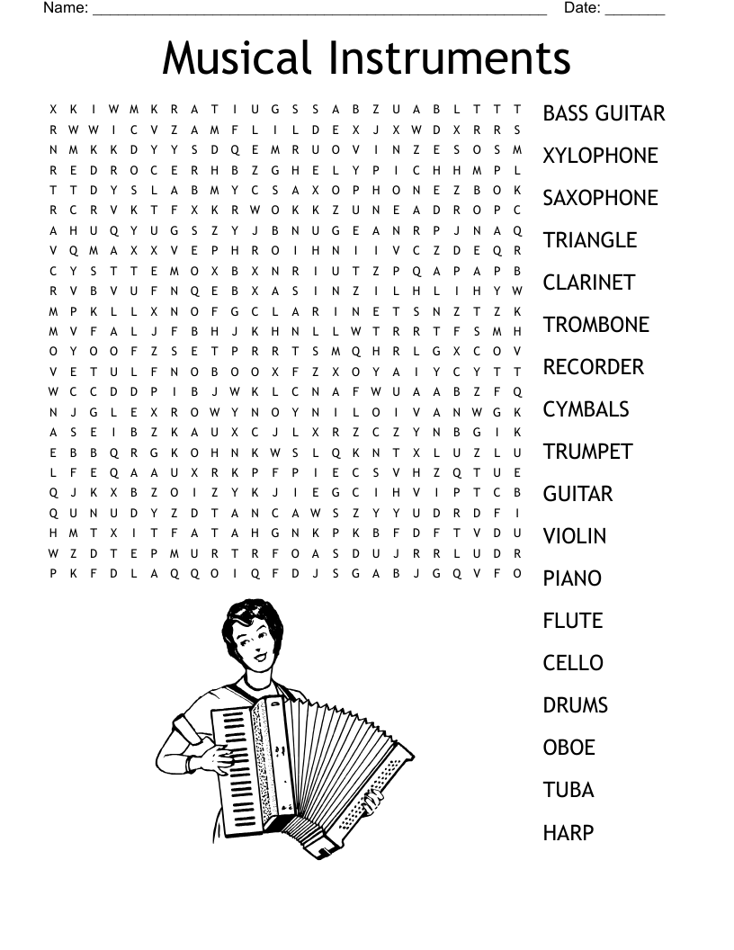 Free Printable Music Word Search Puzzles