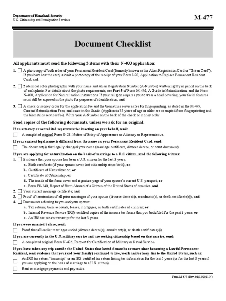 Instruction For Form N 400