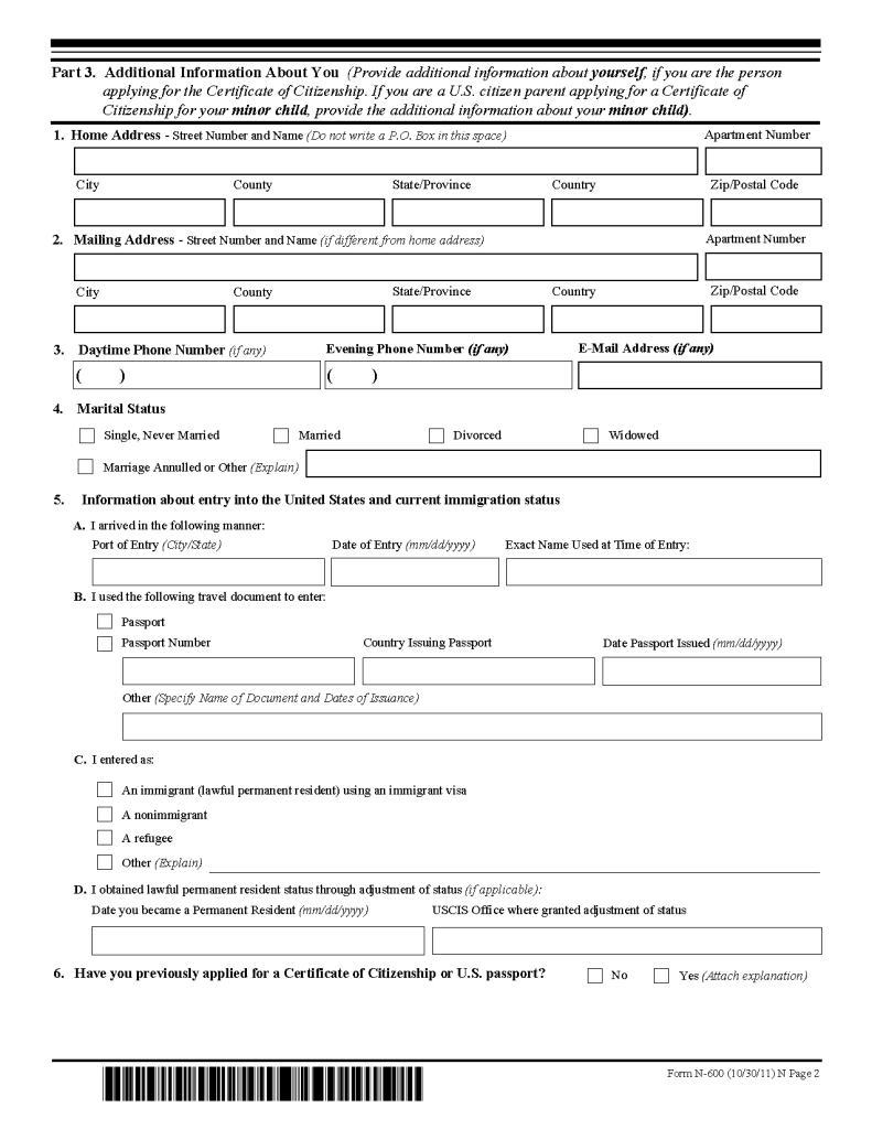 N600 Form Printable