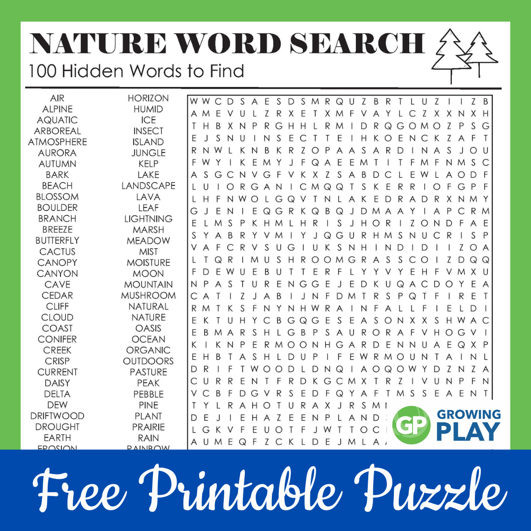 Nature Word Search Printable