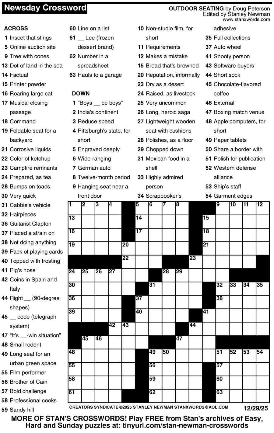 2025 Printable Crossword Puzzles