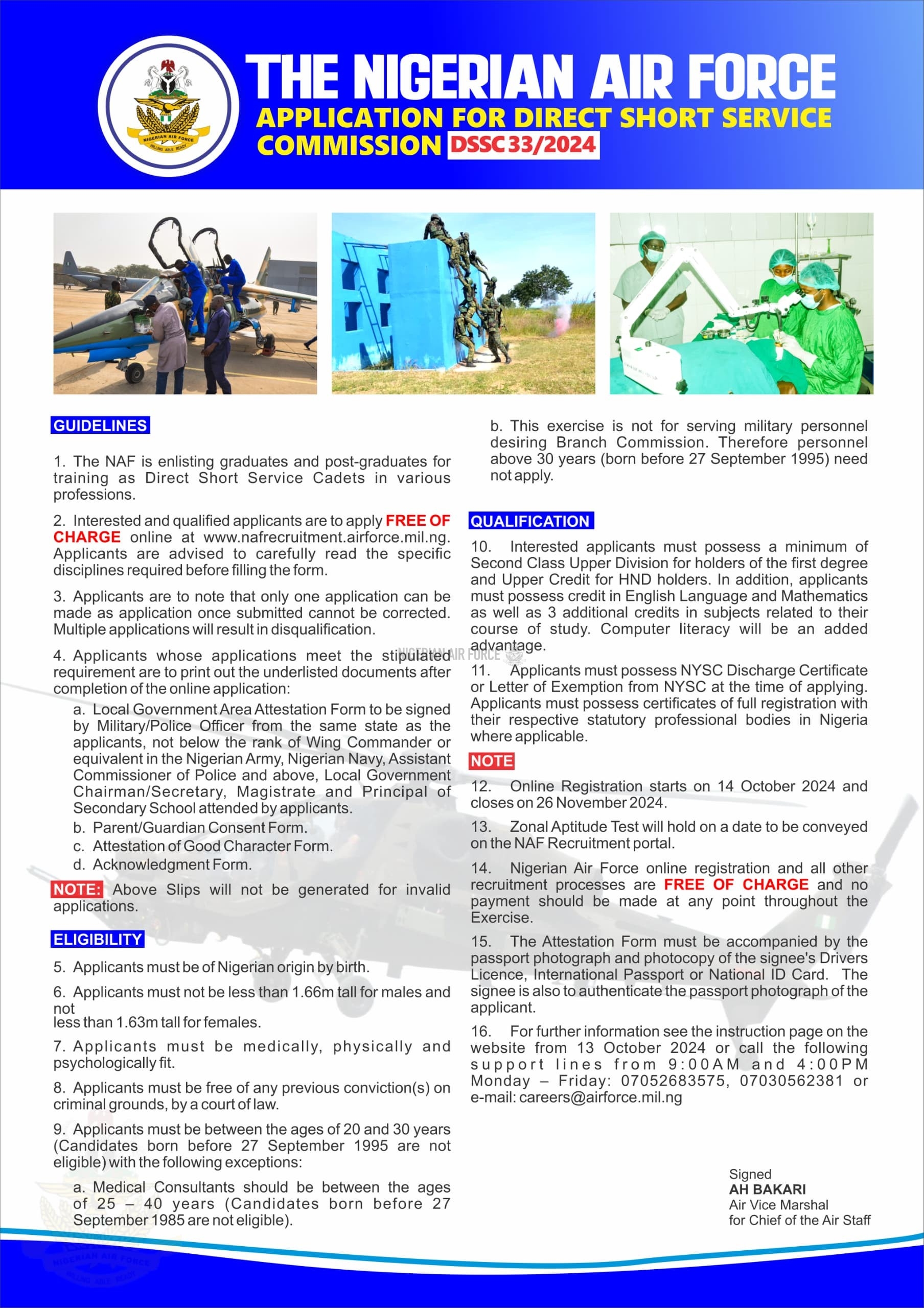 Nigerian Air Force APPLICATION FOR DIRECT SHORT SERVICE 
